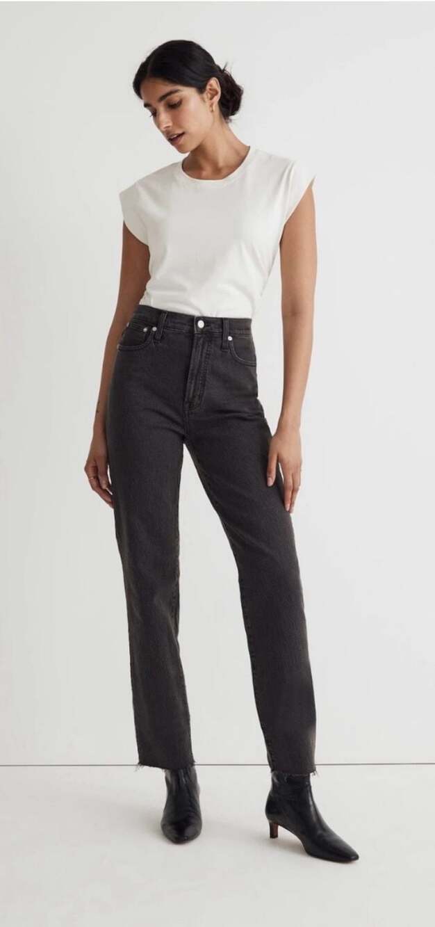 Madewell The Perfect Vintage Straight Jeans 29T Black High Rise
